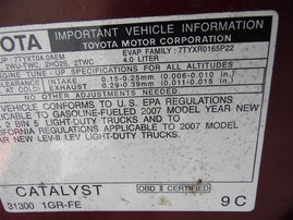 2007 Toyota Tacoma SR5 Burgundy Crew Cab 4.0L AT 2WD #Z22032